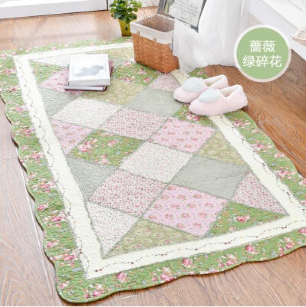 Soft Quilting Seam Patchwork Cotton Carpet, Area Rug